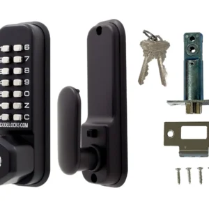 Codelocks CL255 mortice latch PBL w/key override black - view 2